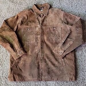 Perry Ellis Man's Brown Suede Shirt Jacket Size L